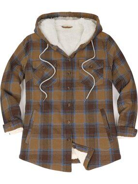 Cozy Plaid Flannel Jacket with Hood | Women's Sherpa Lined Outerwear